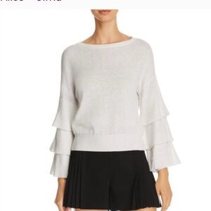 Alice + Olivia Stora Cream Wool Blend Ruffle Sleeve Pullover Sweater Sz XS